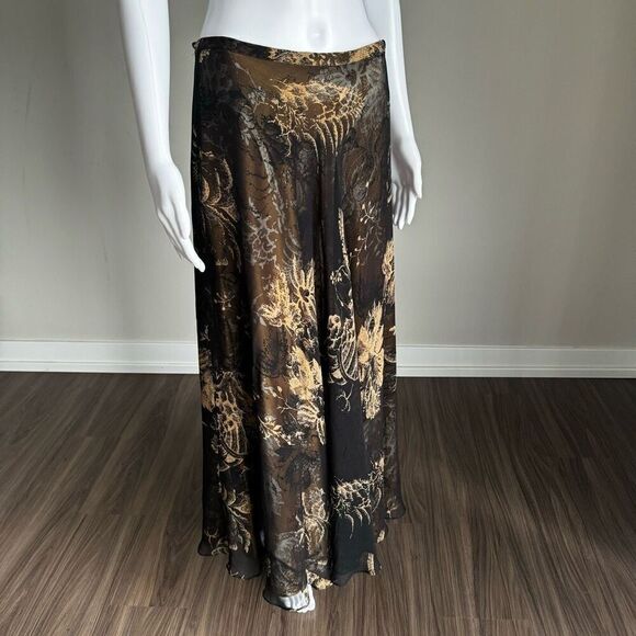 Dana Buchman Black And Gold Silk Sheer Layered Maxi Skirt - Picture 3 of 10